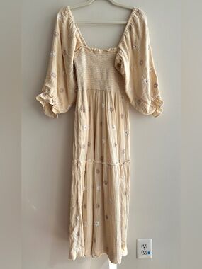 Free People Dahlia Embroidered Maxi Dress, Daisy Butter Yellow, XS